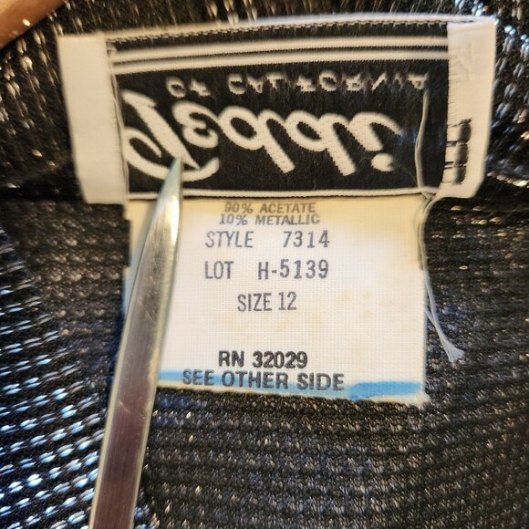 Vintage Teddi of California Black Silver Metallic Tunic V-Neck Disco Size 12 - Picture 10 of 14